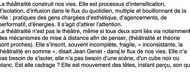La théâtralité construit nos vies... / Texte pour Scénos Urbaines Port au Prince